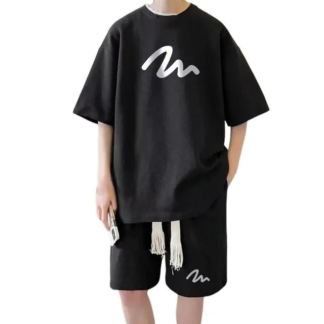 Oversized Waffle Tracksuit with Shorts Set