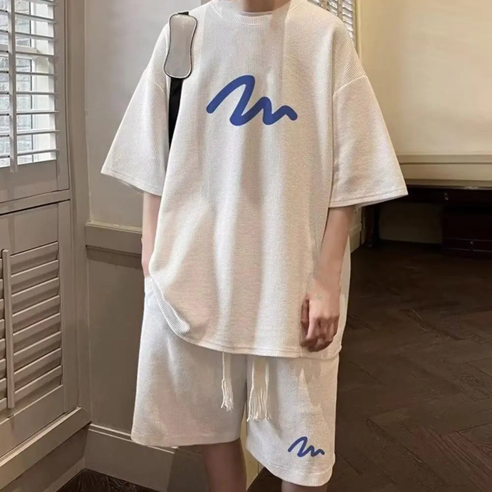 Oversized Waffle Tracksuit with Shorts Set