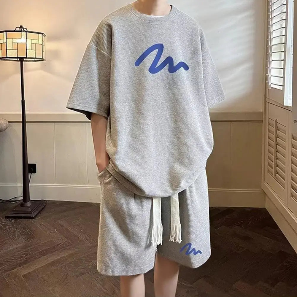 Oversized Waffle Tracksuit with Shorts Set