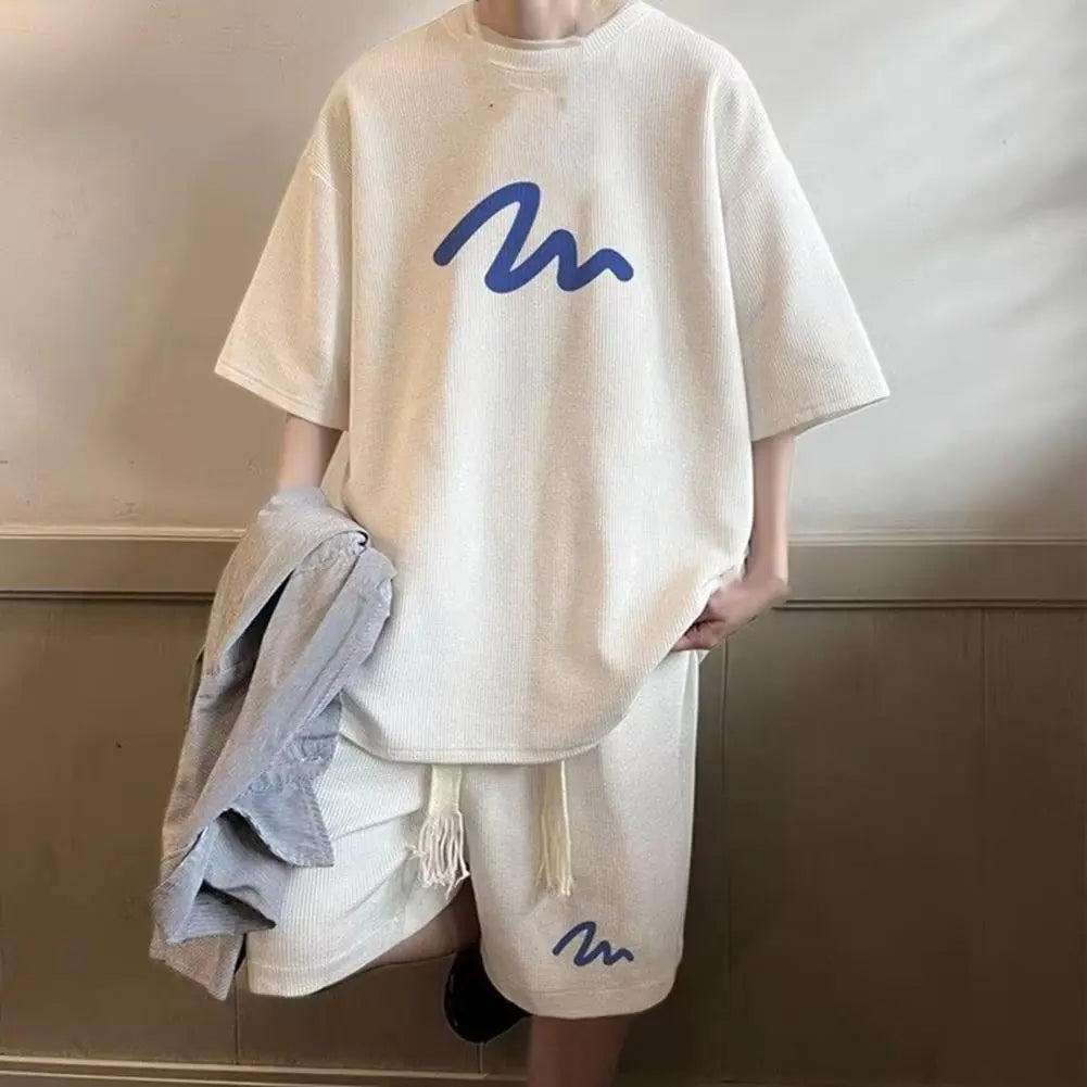 Oversized Waffle Tracksuit with Shorts Set